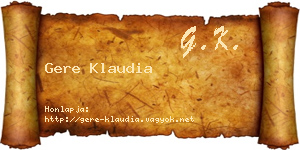 Gere Klaudia névjegykártya